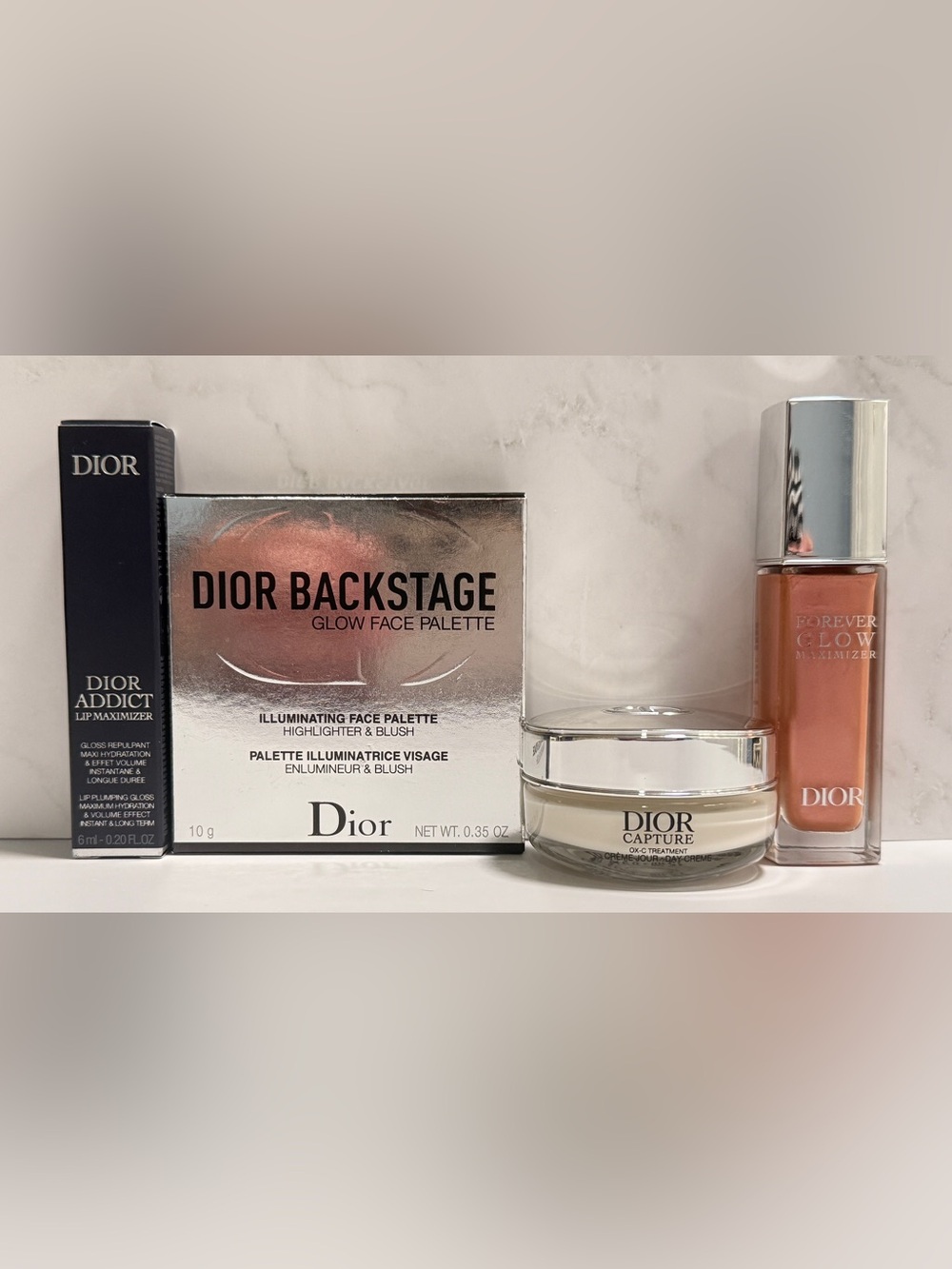 NEW Dior & Skincare Bundle. Glow Palette, Peachy Highlighter & Lip Maximizer